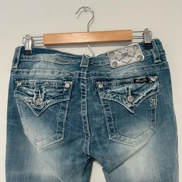 Miss Me Distressed Blue Signature Cuffed Skinny Jeans - Picture 5 of 12